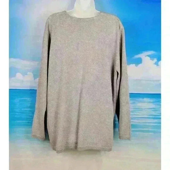 NWT JOSEPHINE CHAUS Womans SILVERY GREY Metallic Cardigan Sweater Silk size 2x - Picture 4 of 5